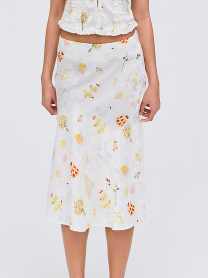 For Love and Lemons Charlise Midi Skirt - White