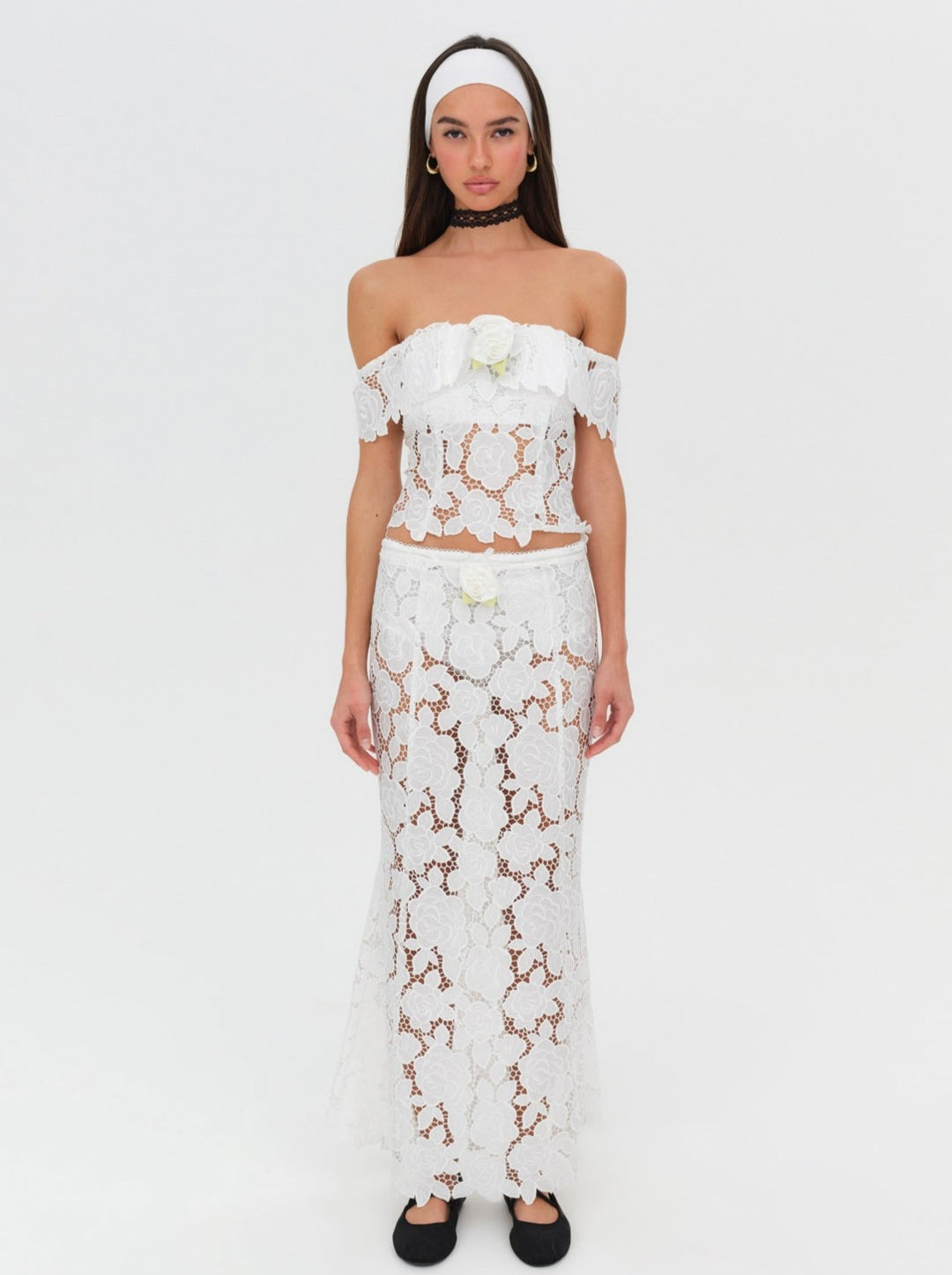 For Love and Lemons Claudia Maxi Skirt - White
