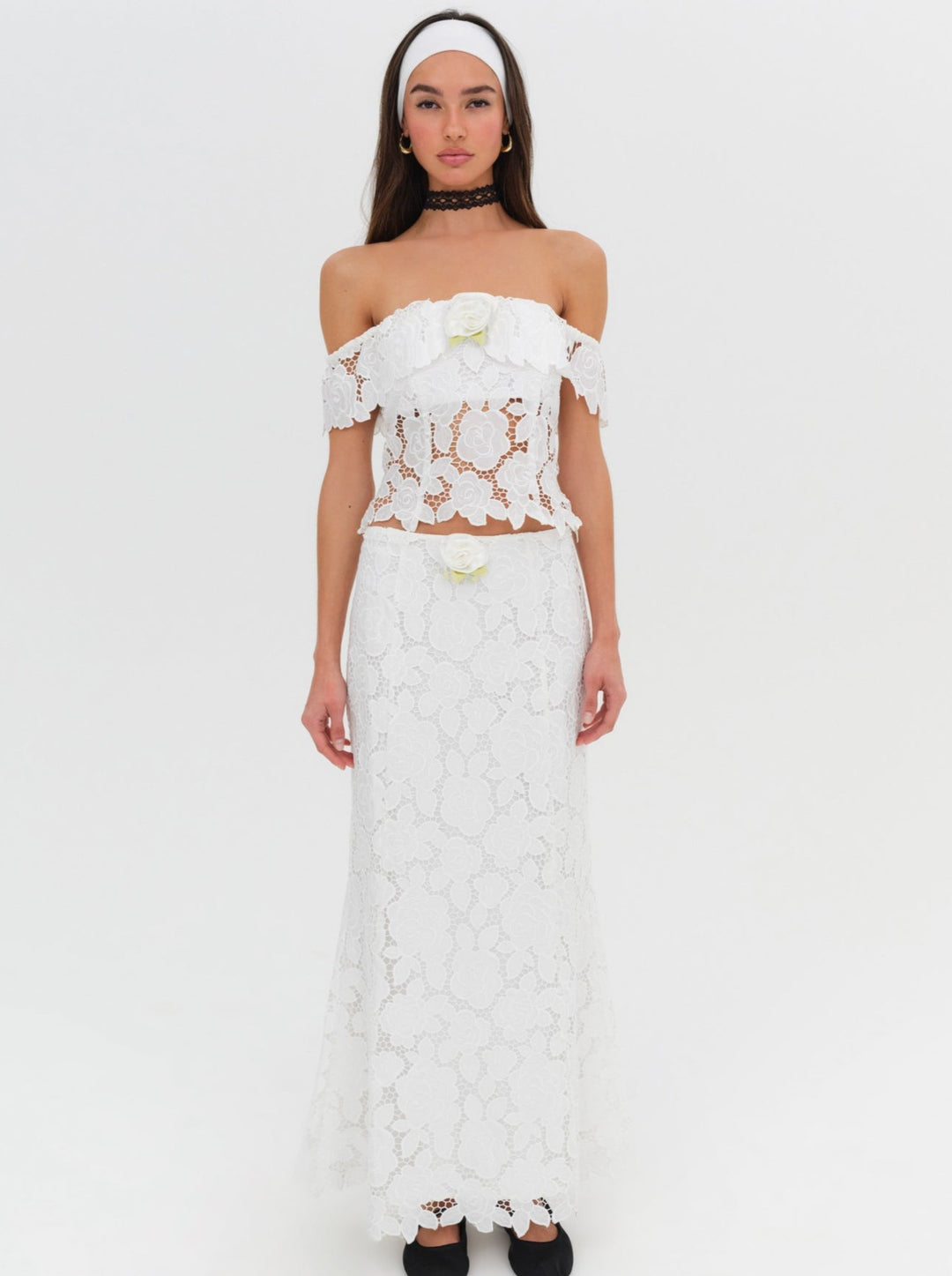 For Love and Lemons Claudia Maxi Skirt - White