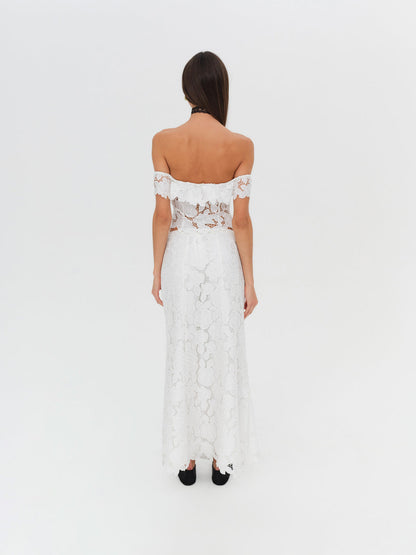 For Love and Lemons Claudia Maxi Skirt - White