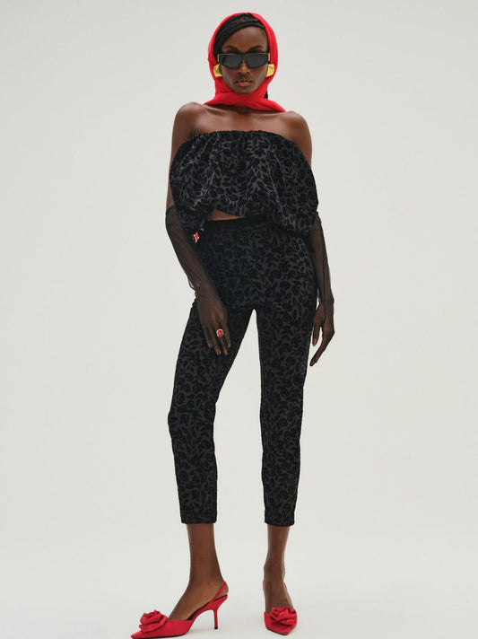 For Love and Lemons Midnight Velvet Capri Pant - Black