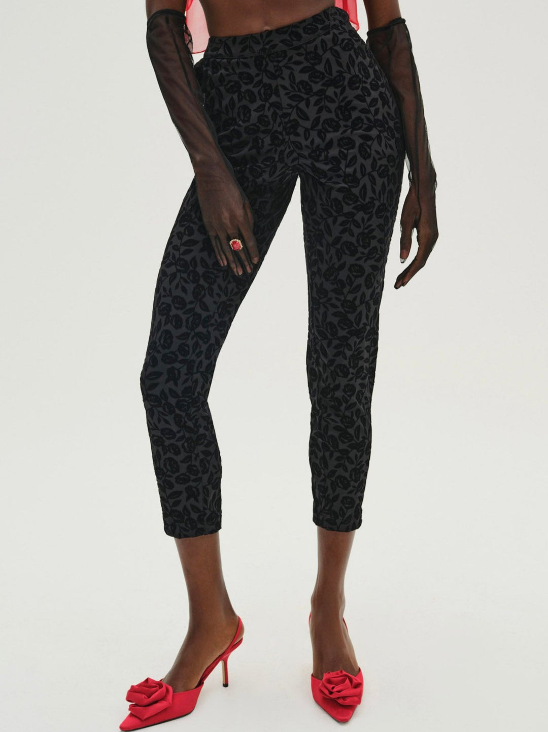 For Love and Lemons Midnight Velvet Capri Pant - Black