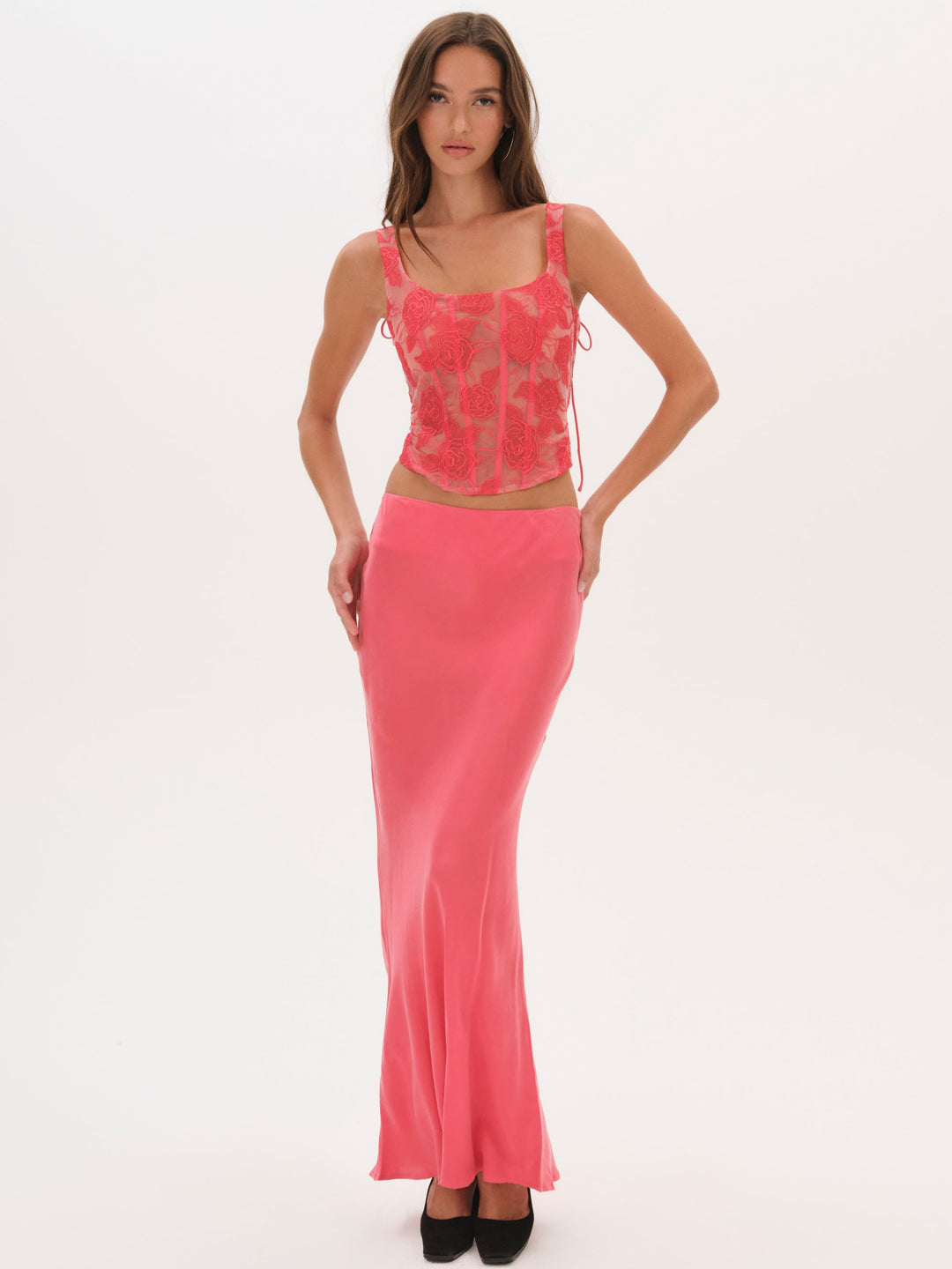 For Love and Lemons Lena Maxi Skirt - Red