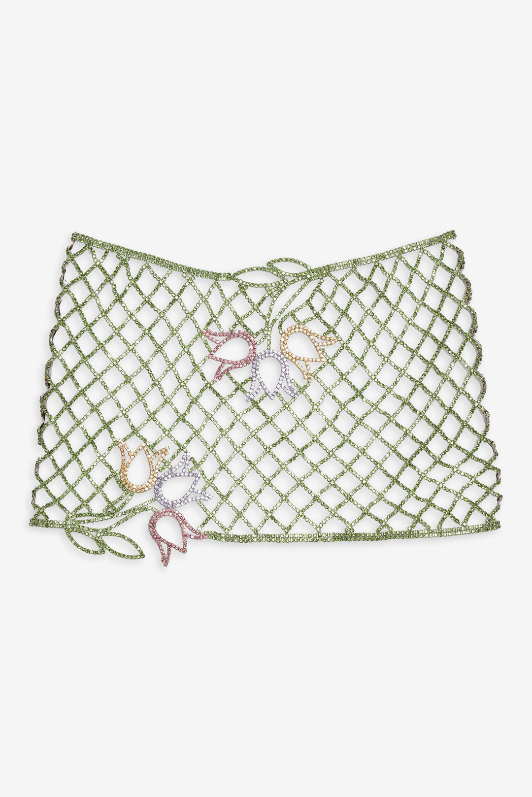 For Love and Lemons Tulip Grid Rhinestone Skirt - Green