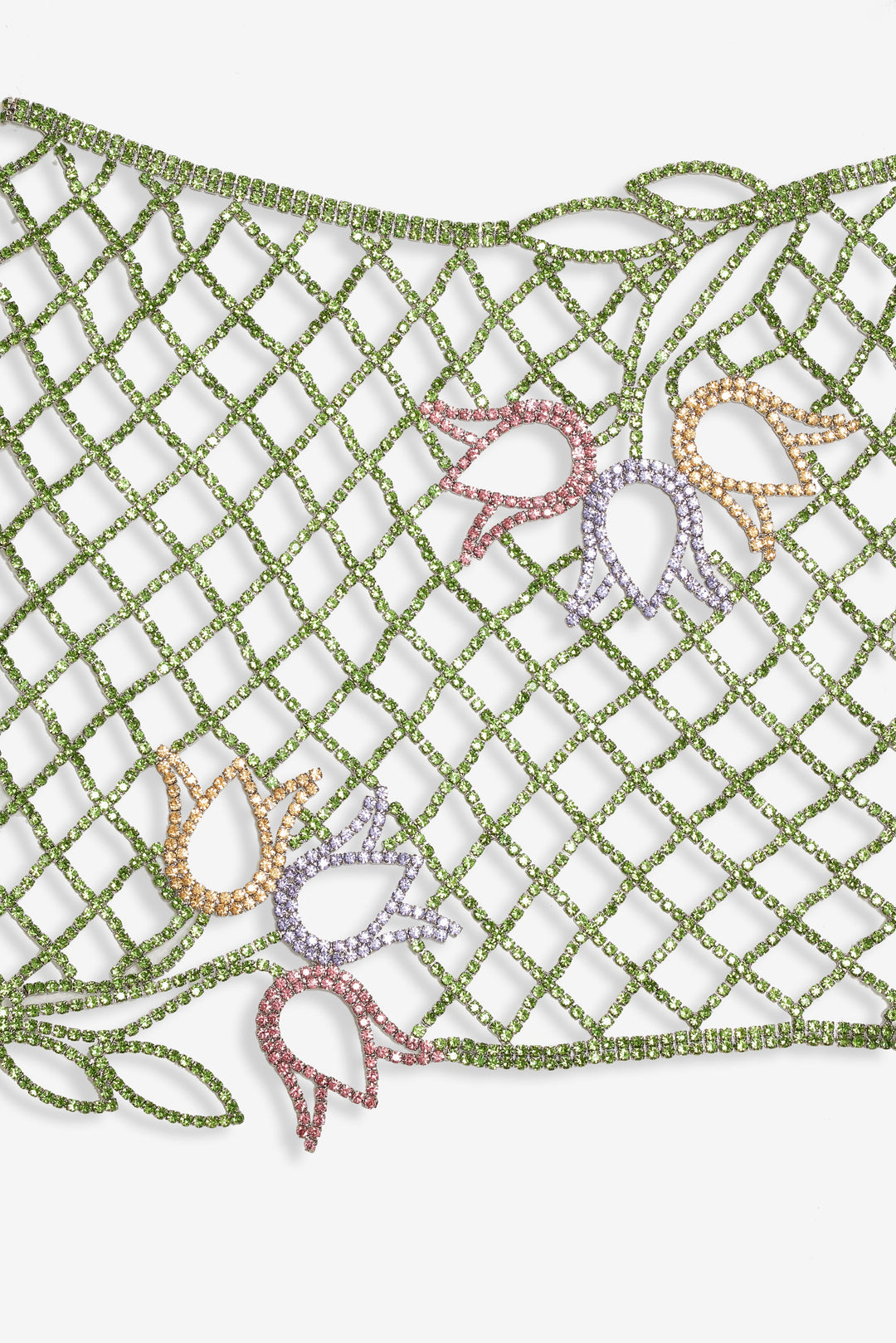 For Love and Lemons Tulip Grid Rhinestone Skirt - Green
