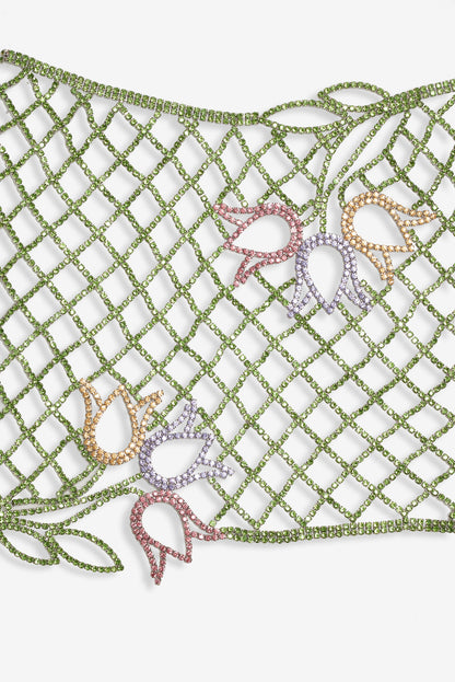 For Love and Lemons Tulip Grid Rhinestone Skirt - Green