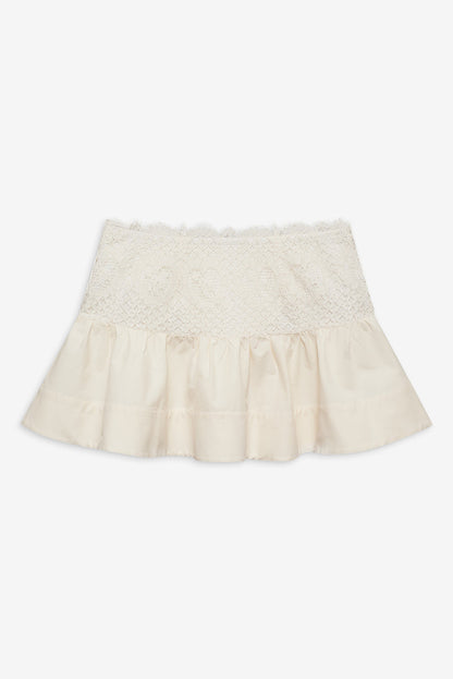 For Love and Lemons Doily Lace Mini Skirt - Cream