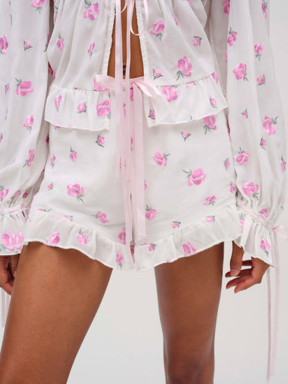 For Love and Lemons Fiona Floral Short - White