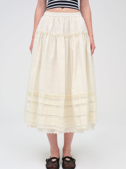 For Love and Lemons Eyelet Midi Skirt - White