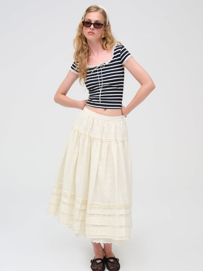 For Love and Lemons Eyelet Midi Skirt - White