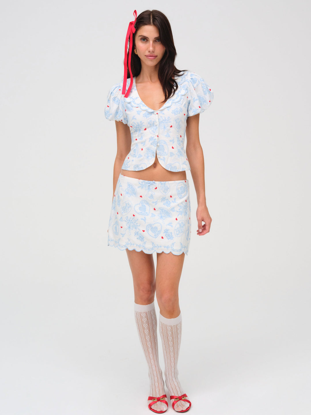 For Love and Lemons Livia Linen Mini Skirt - White