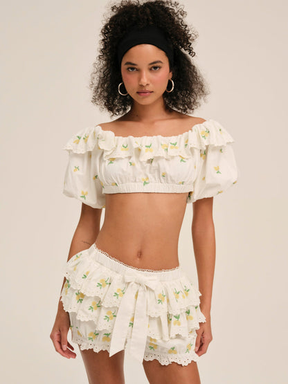 For Love and Lemons Lemon Spritz Bloomer - White