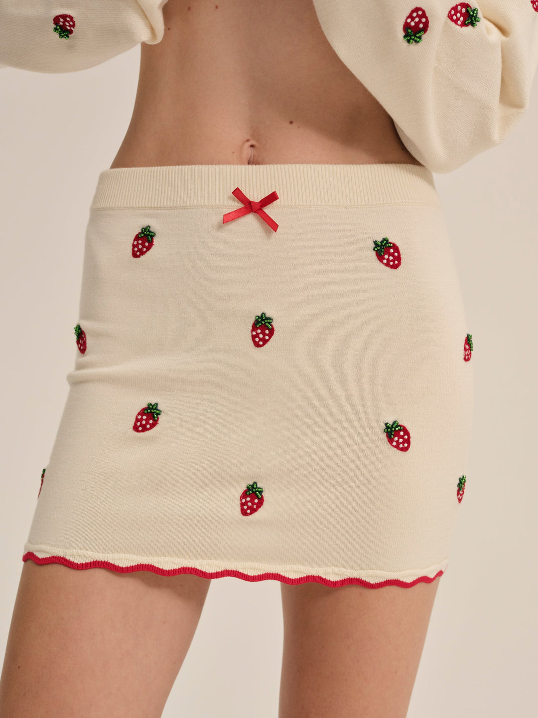 For Love and Lemons Strawberry Jam Mini Skirt - Cream