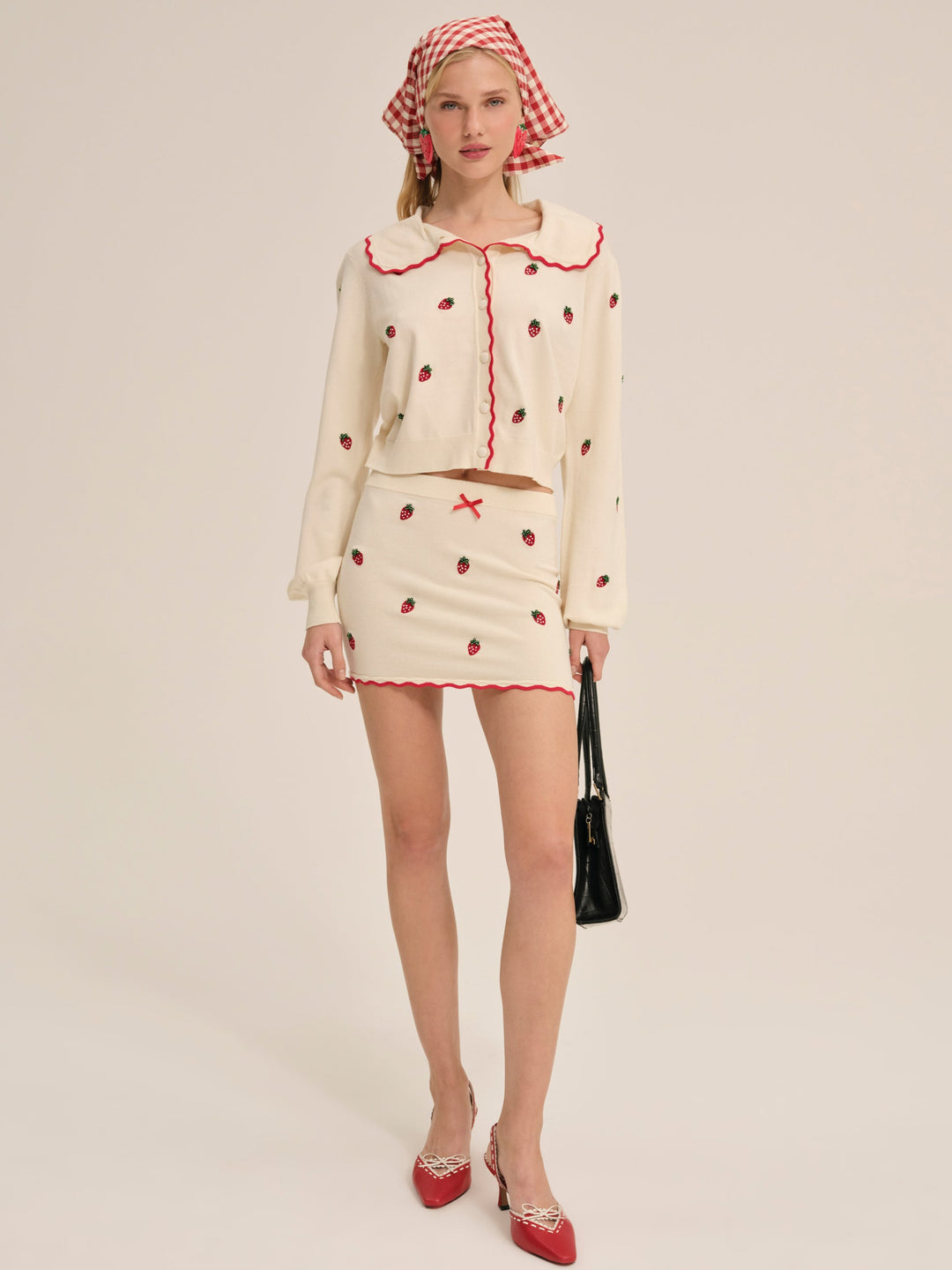 For Love and Lemons Strawberry Jam Mini Skirt - Cream
