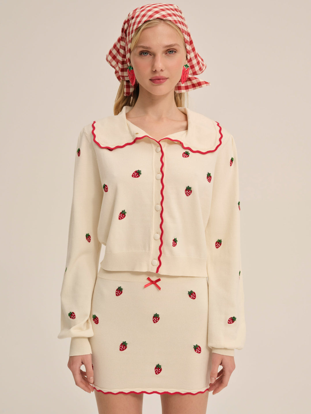 For Love and Lemons Strawberry Jam Mini Skirt - Cream