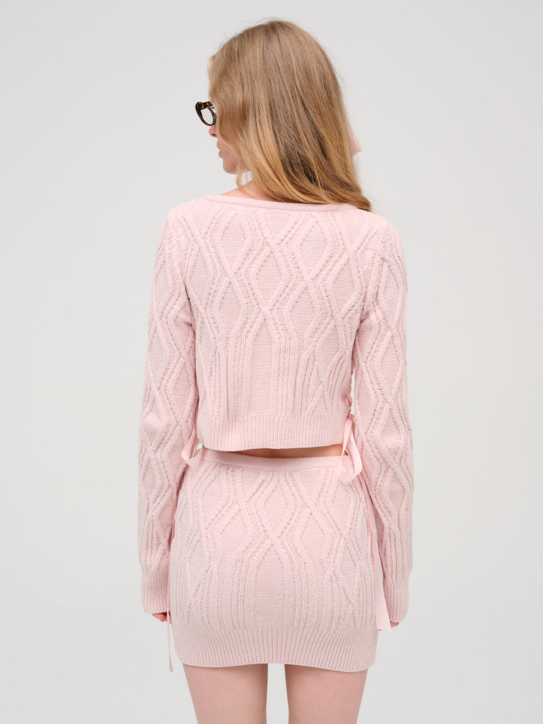 For Love and Lemons Chenille Cable Knit Mini Skirt - Pink