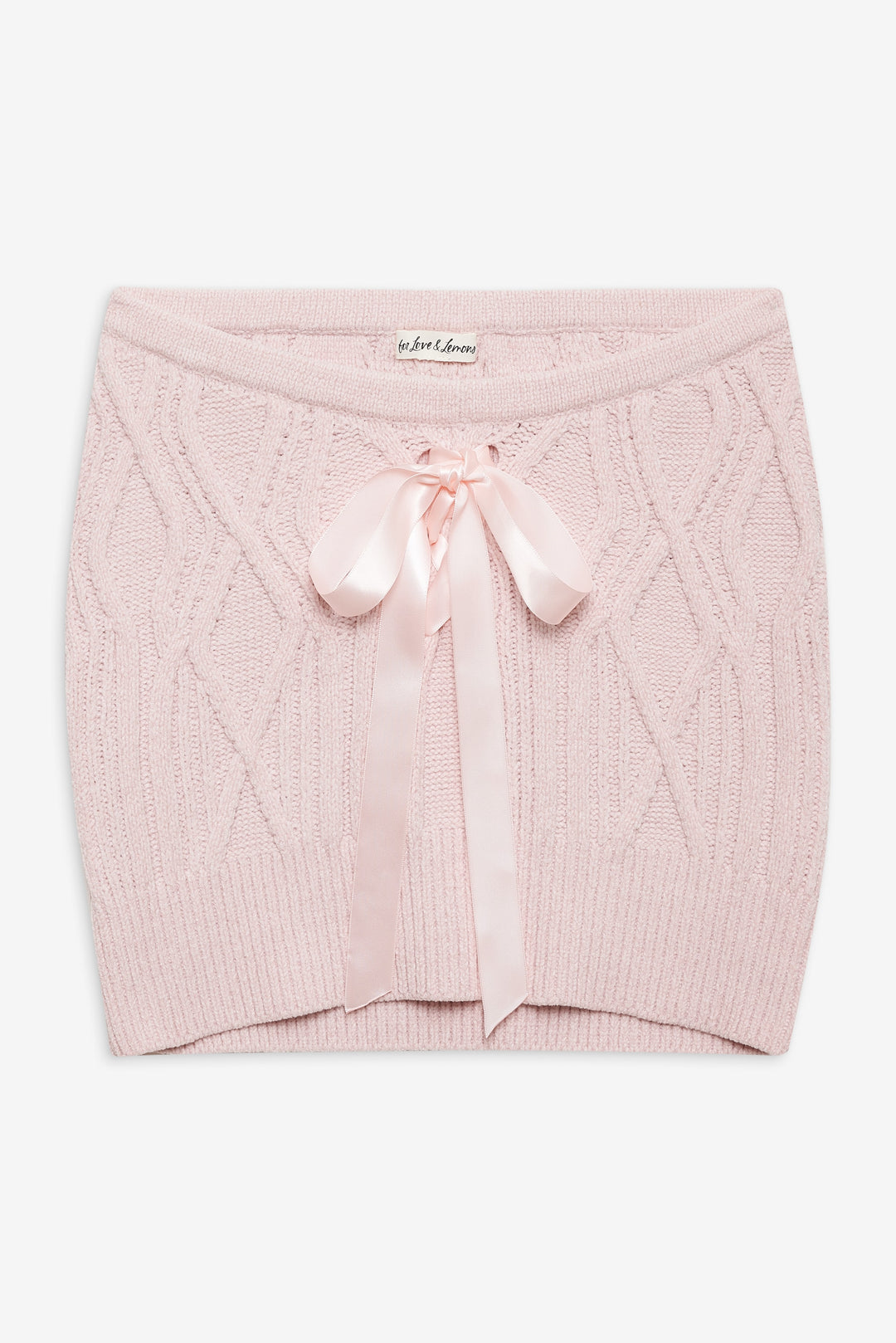 For Love and Lemons Chenille Cable Knit Mini Skirt - Pink