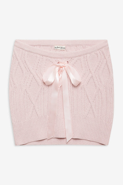 For Love and Lemons Chenille Cable Knit Mini Skirt - Pink