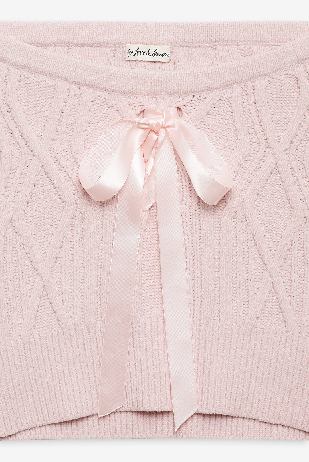 For Love and Lemons Chenille Cable Knit Mini Skirt - Pink