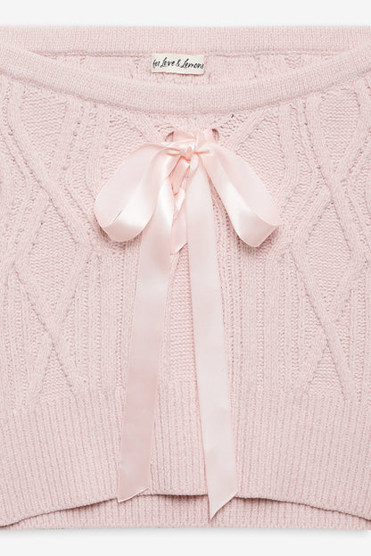 For Love and Lemons Chenille Cable Knit Mini Skirt - Pink