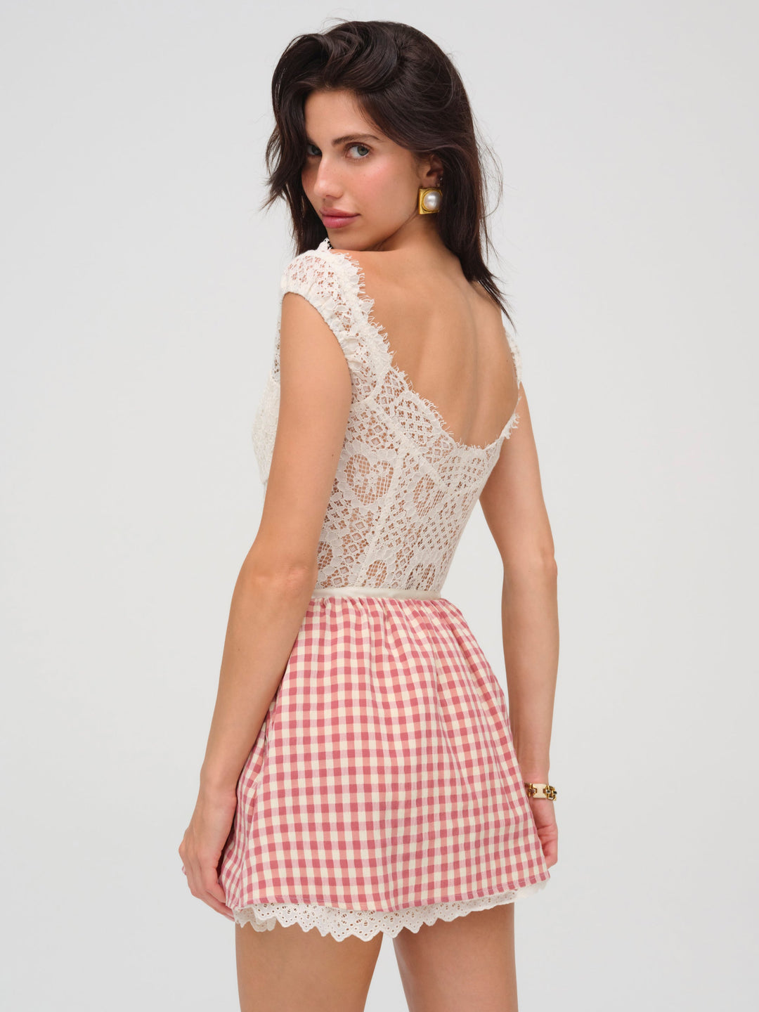 For Love and Lemons Georgia Gingham Micro Mini Skirt - Mauve