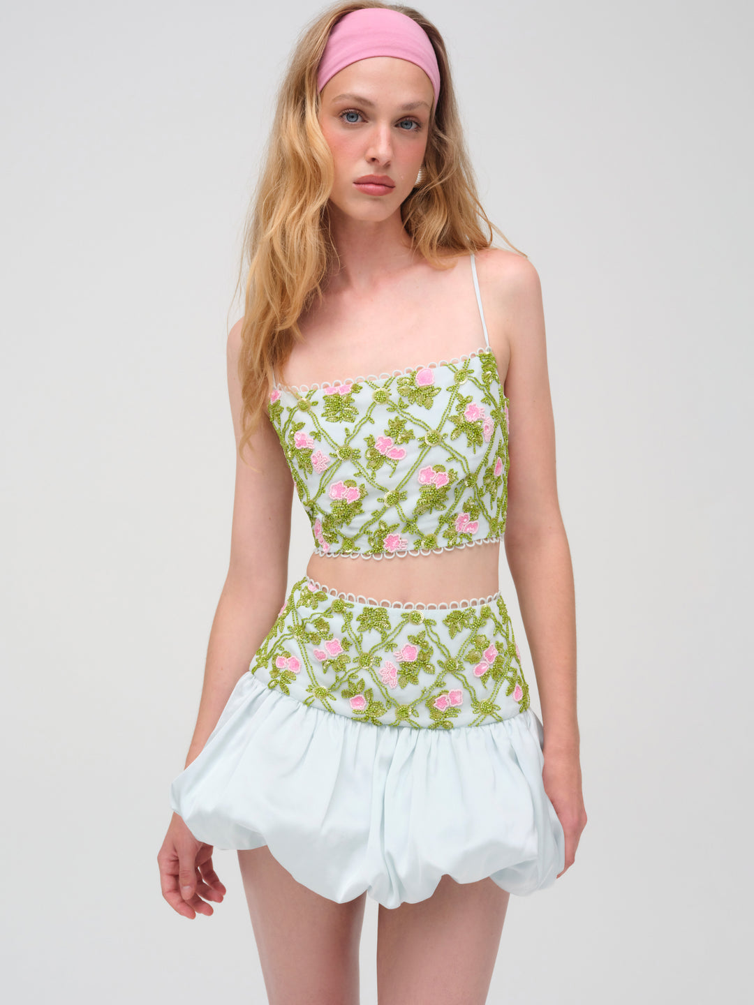 For Love and Lemons Bridget Beaded Mini Skirt - Blue