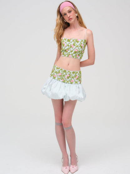For Love and Lemons Bridget Beaded Mini Skirt - Blue