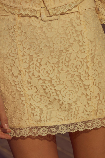 For Love and Lemons Lucy Lace Mini Skirt - Buttercream