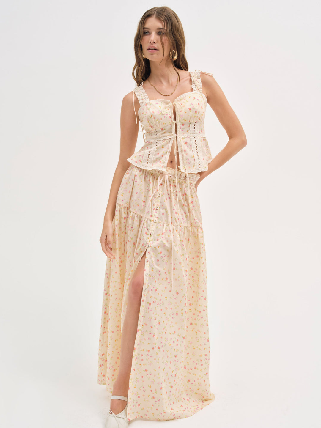 For Love and Lemons Tracy Maxi Skirt - Peach