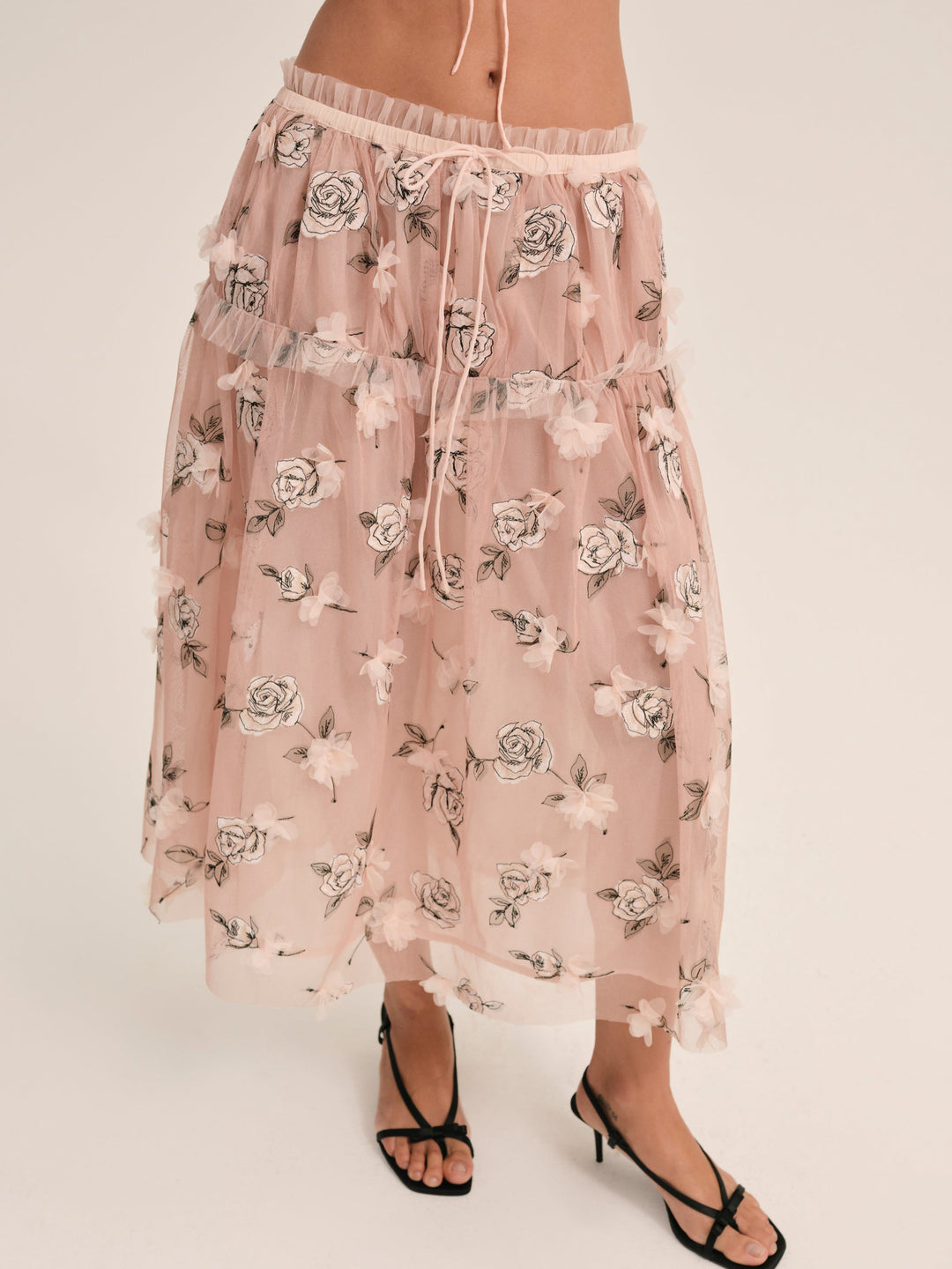 For Love and Lemons Blushing Rose Midi Skirt - Blush