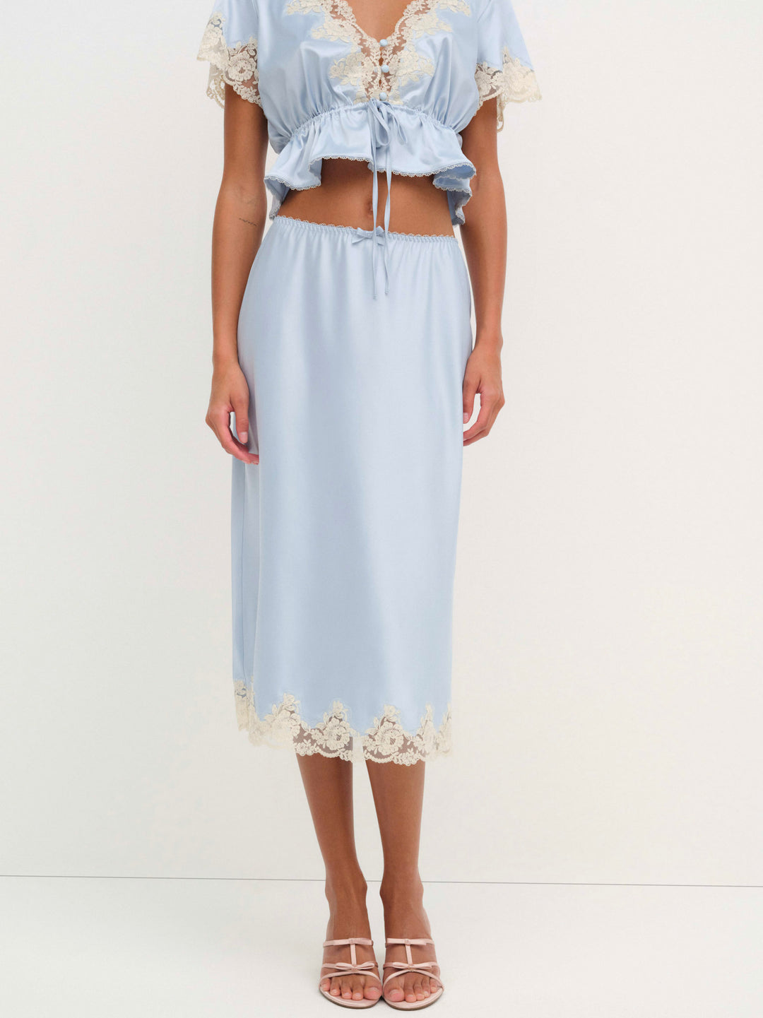 For Love and Lemons Sweetheart Midi Skirt - Dusty Blue