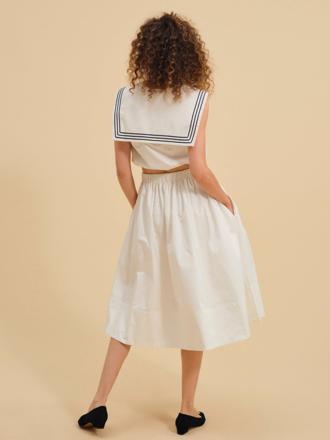 For Love and Lemons Marella Poplin Midi Skirt - White
