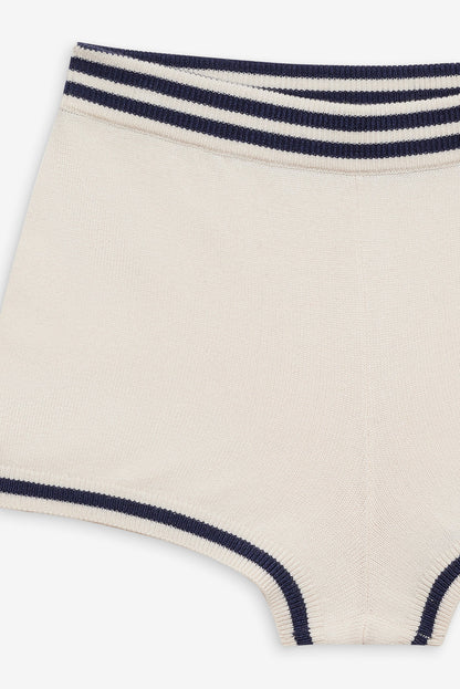 For Love and Lemons Simona Pointelle Striped Short - Navy