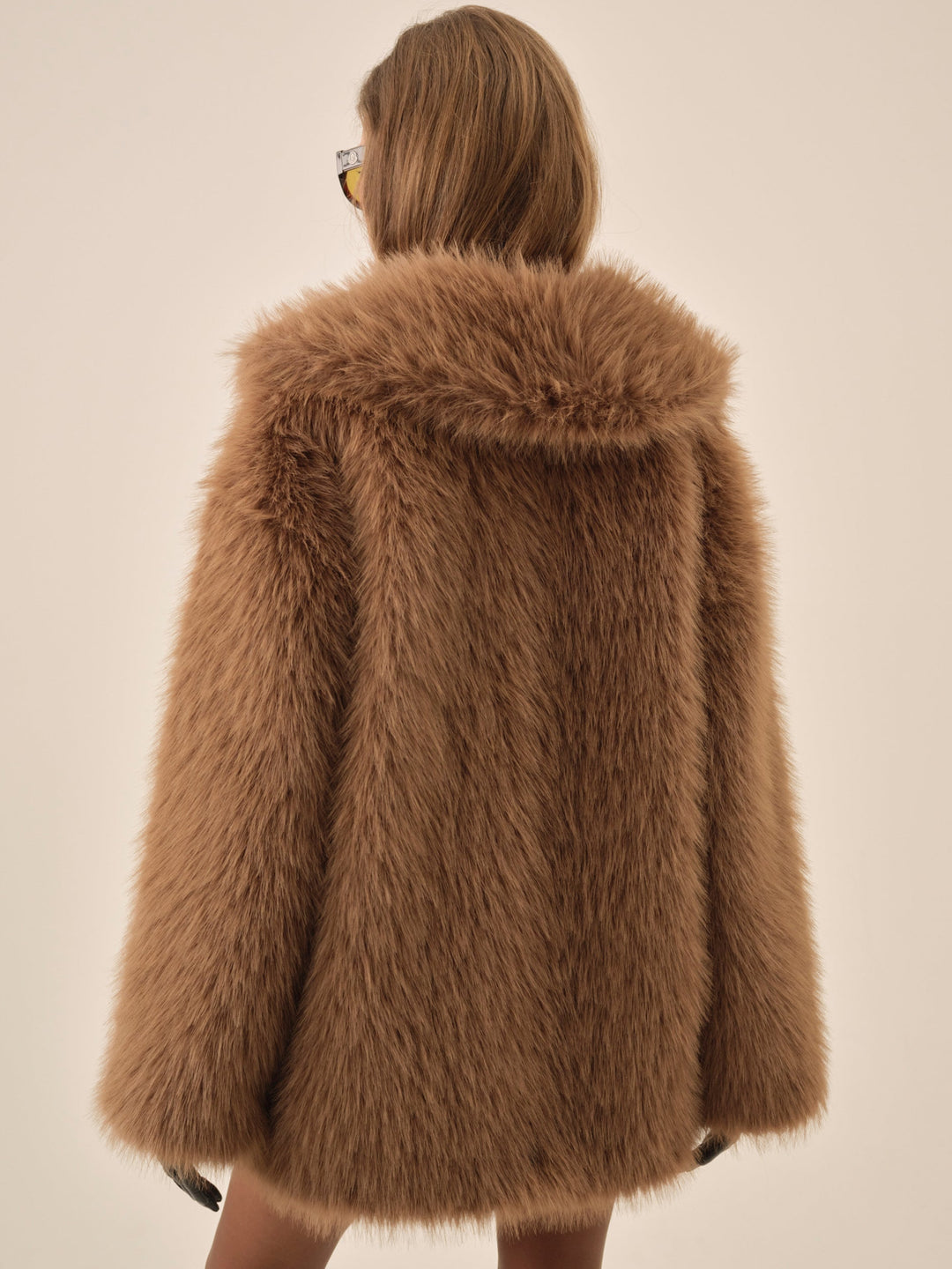 For Love and Lemons Warm Honey Faux Fur Jacket  - Brown