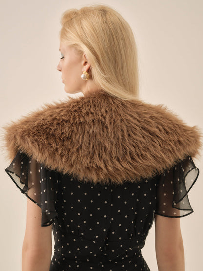 For Love and Lemons Warm Honey Faux Fur Stole  - Brown