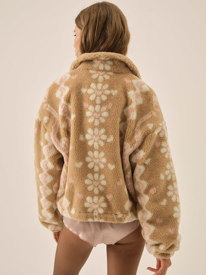 For Love and Lemons Betty Sherpa Zip Up - Pink