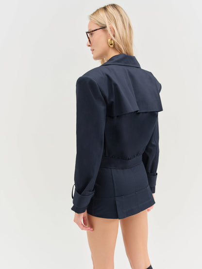 For Love and Lemons Cotton Twill Cropped Jacket - Navy