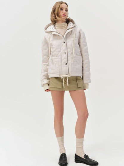 For Love and Lemons Isabel Quilted Puffer Jacket - Cream