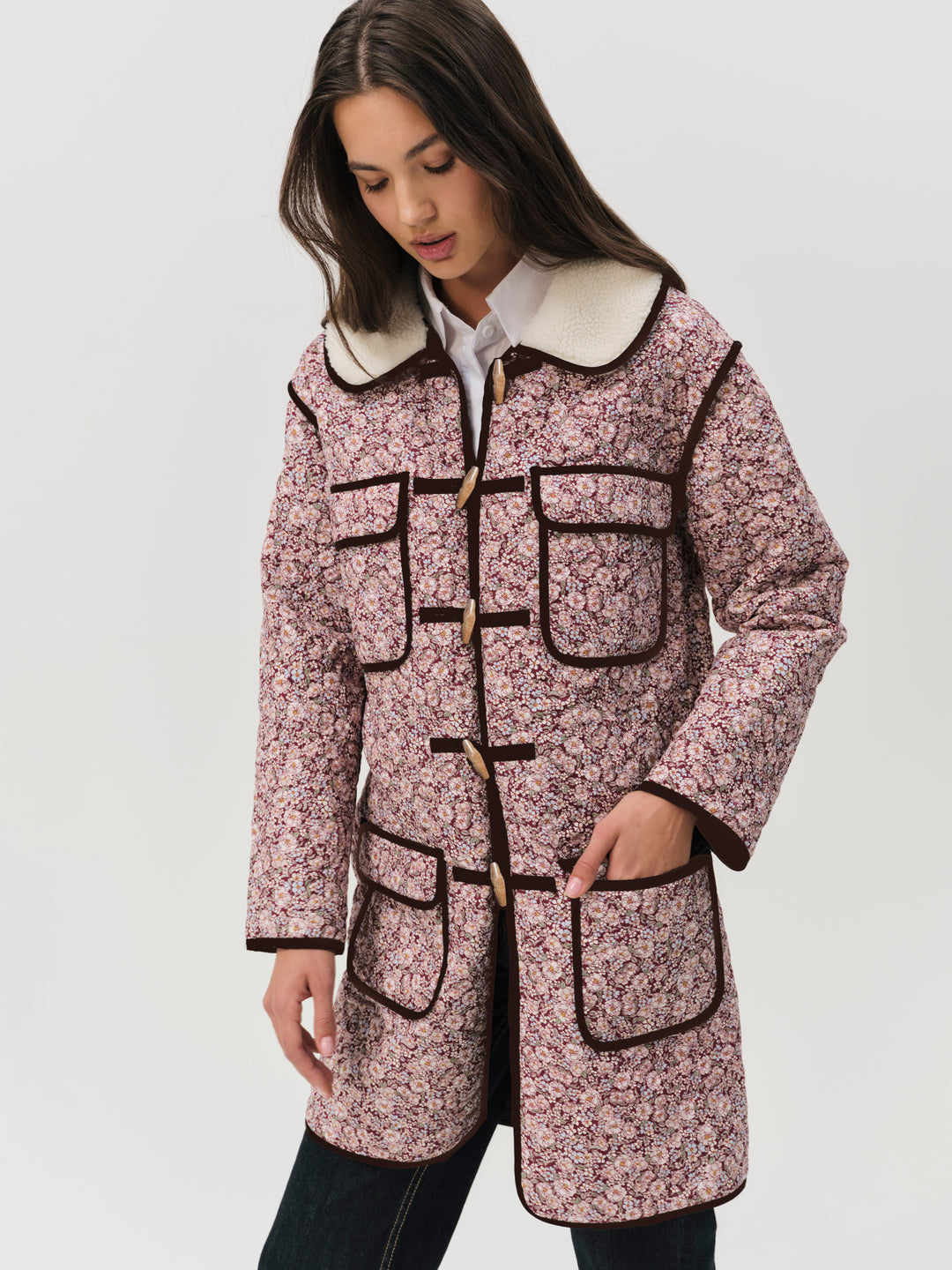 For Love and Lemons Marlene Floral Chore Coat - Purple
