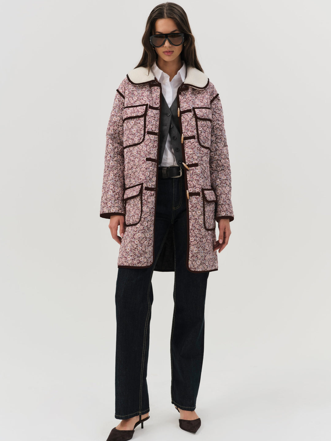 For Love and Lemons Marlene Floral Chore Coat - Purple