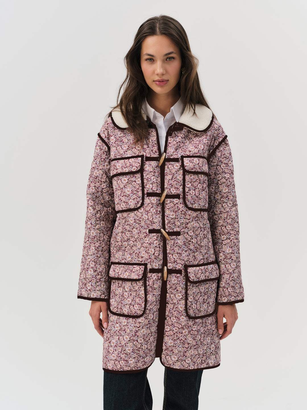 For Love and Lemons Marlene Floral Chore Coat - Purple