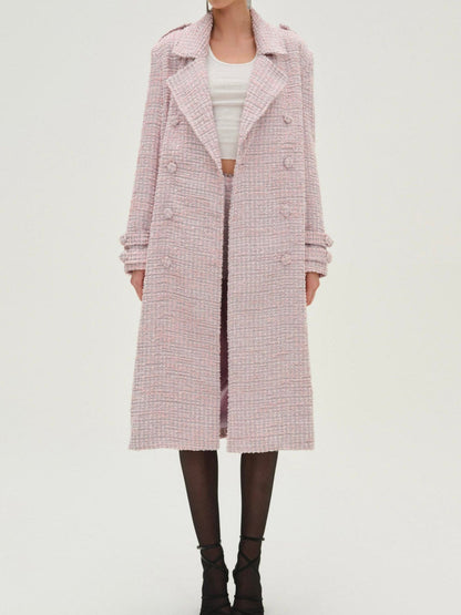 For Love and Lemons Strawberry Cream Tweed Coat - Pink