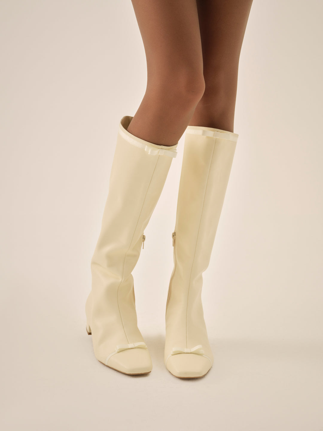 For Love and Lemons Claudine Cap Toe Boot - Cream