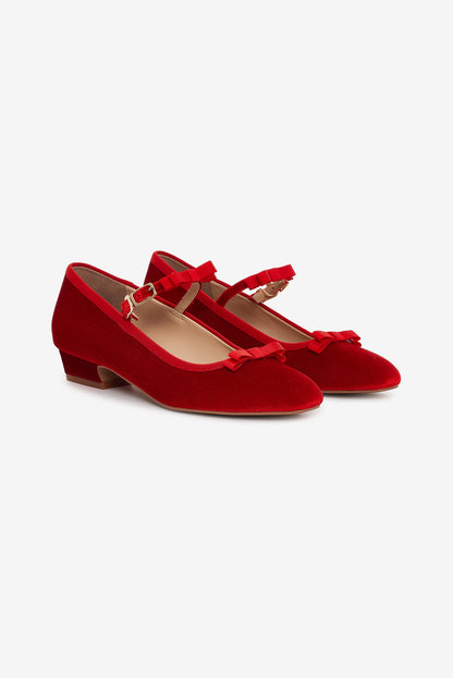 For Love and Lemons Lucia Velvet Mary Jane - Red
