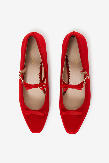 For Love and Lemons Lucia Velvet Mary Jane - Red