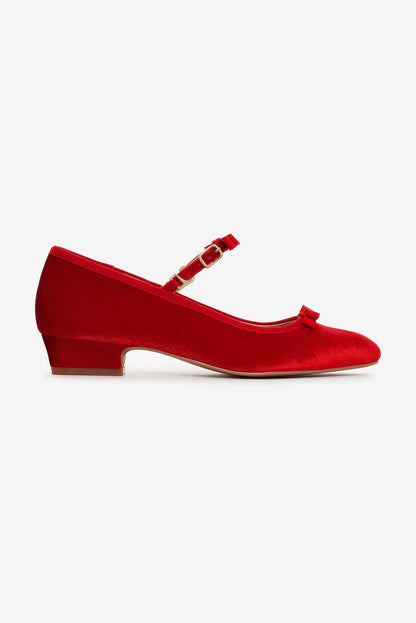 For Love and Lemons Lucia Velvet Mary Jane - Red