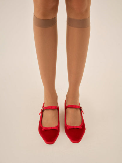 For Love and Lemons Lucia Velvet Mary Jane - Red