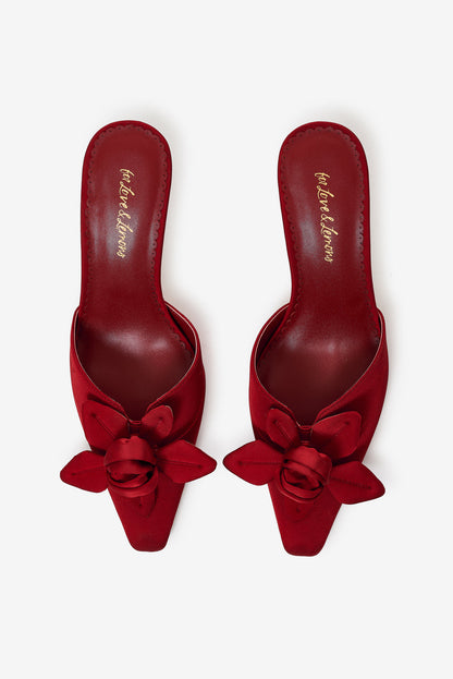 For Love and Lemons Claudine Mule Heel - Red
