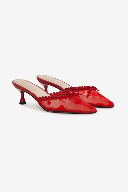For Love and Lemons Sylvie Mule Heel - Red