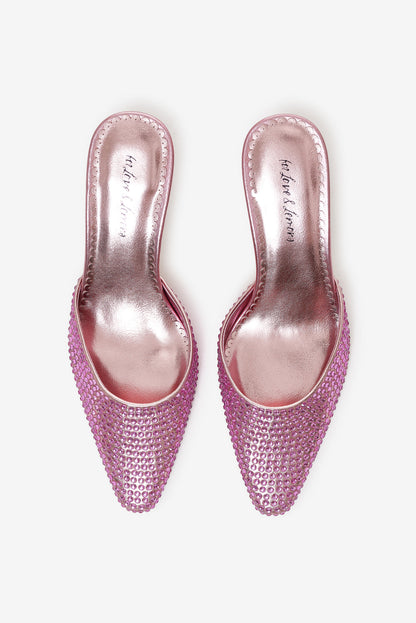 For Love and Lemons Cleo Mule Heel - Baby Pink